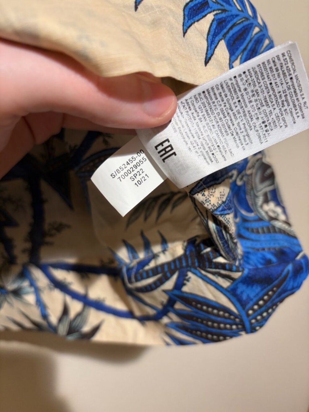 Banana Republic Petite Square-Neck Blouse Floral Tan Blue - Picture 8 of 9